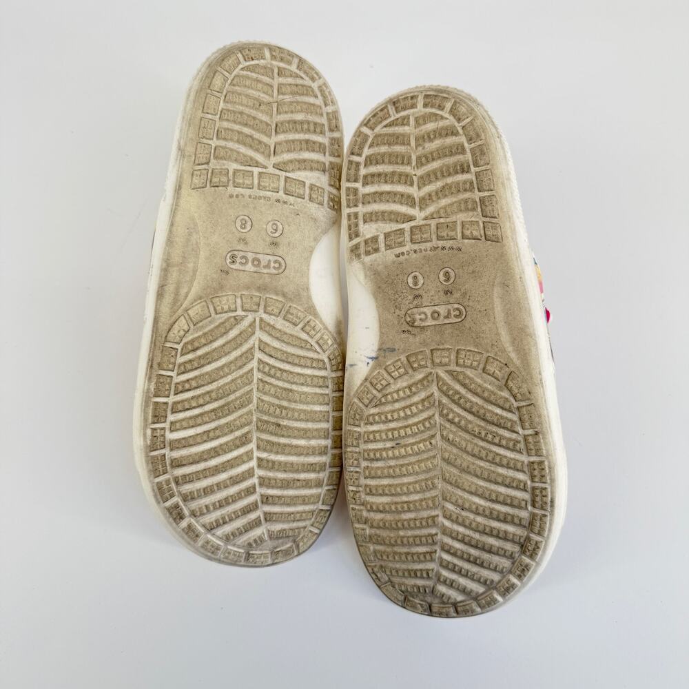 Crocs Unisex Slide Sandals Size M6 W8 White Multicolor Comfort Open Toe Poolcore - Picture 4 of 9